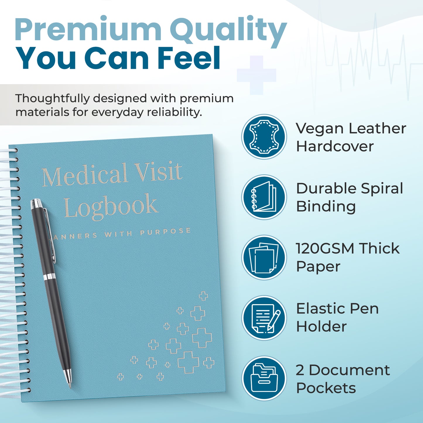 Medical Visit Logbook (A5 or B5) Spiral Bound Medical Planner & Medical History Organizer
