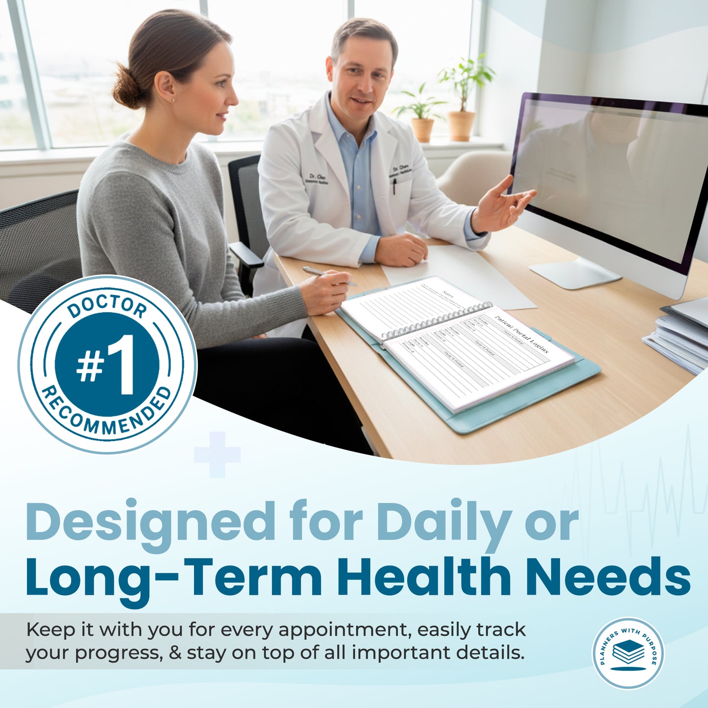 Medical Visit Logbook (A5 or B5) Spiral Bound Medical Planner & Medical History Organizer