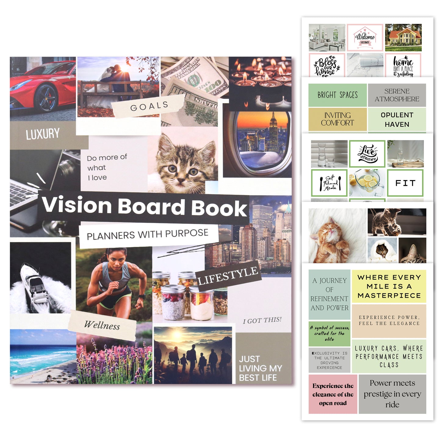 Vision Board Book 1,200+ Images & Quotes Collage Supplies Kit